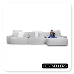 Sofá Glow 3 Lugares Retrátil Com Chaise e Encosto Fixo