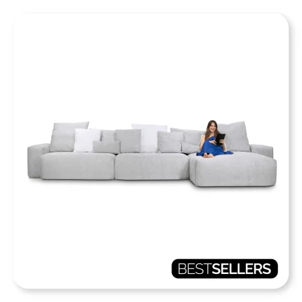 Sofá Glow 3 Lugares Retrátil Com Chaise e Encosto Fixo