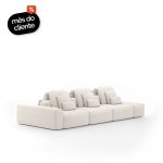 Sofá Glow 3 Módulos Ilha Com Puff Braço Direito 30cm e Encosto Manual