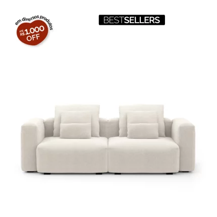 Sofá Glow 2 Lugares Retrátil com Encosto Fixo