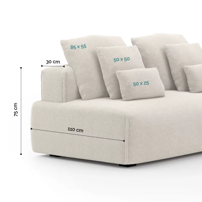 Sofá Glow 3 Módulos Com Encosto e Almofadas Soltas - Imagem 4