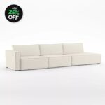 Sofá Clausi 3 Lugares Com Assento Fixo Braço Lateral Direito