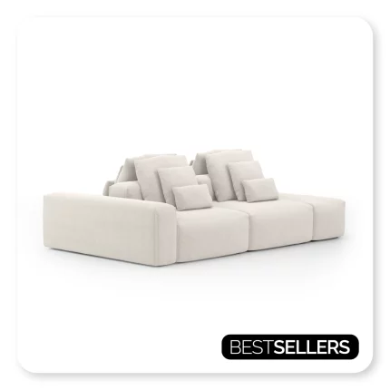 Sofá Glow Ilha Com Puff Lateral e Encosto Automático