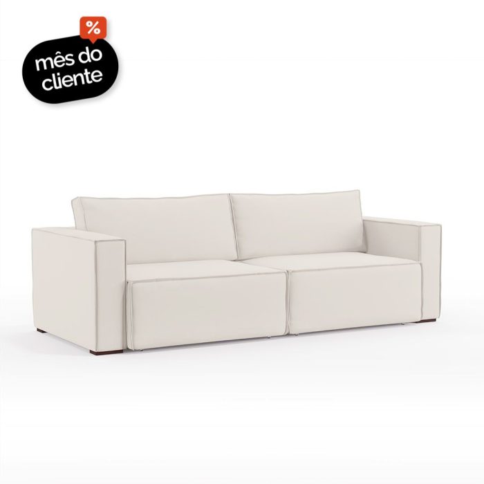 Sofá 2 Lugares Clausi Assento Retrátil Encosto Fixo - Imagem 1