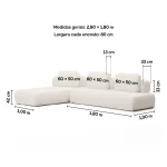 Sofá Bono 2 módulos Com Assento em Chaise - Imagem 3