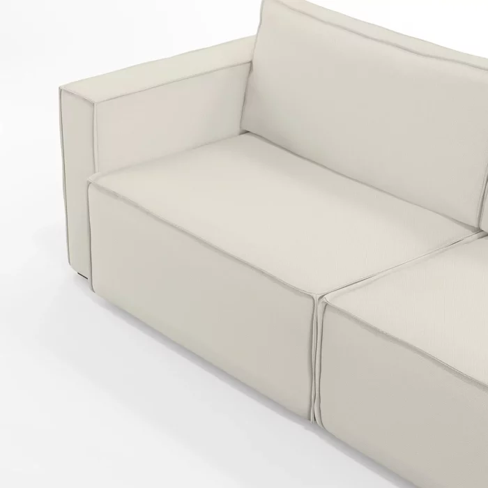 Sofá Clausi 2 Lugares Com Assento Fixo, Término em Chaise e Braço Direito - Imagem 2