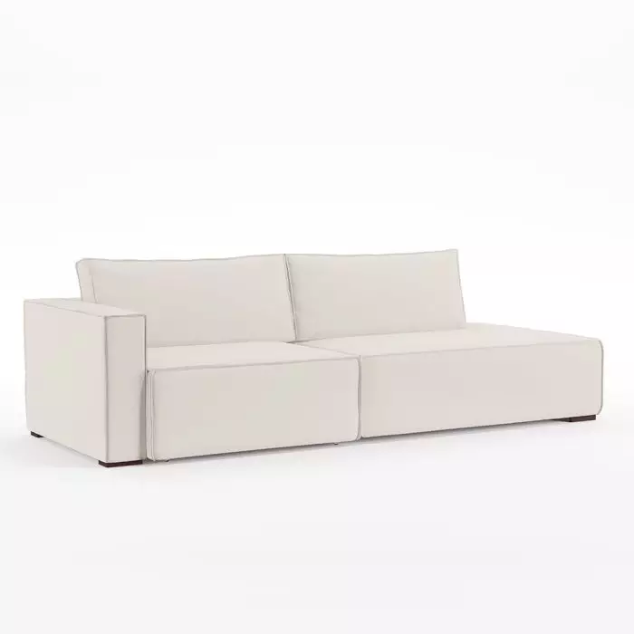 Sofá Clausi 2 Lugares Com Assento Fixo, Término em Chaise e Braço Direito - Imagem 1