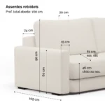 Sofá Domo Bipartido assento retrátil 2,50m - Imagem 4