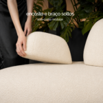 Sofá Cama Urban 1,60m tecido bouclé porcelana - Imagem 5